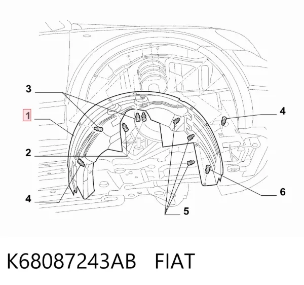 Підкрилок передній лівий K68087243AB Fiat/Alfa/Lancia