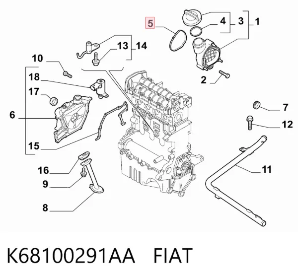 Прокладка кришки горловини, маслозаливної K68100291AA Fiat/Alfa/Lancia