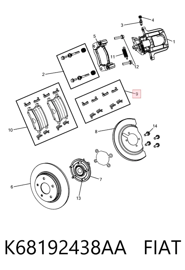 Комплект пружинок кріплення дискових колодок, задніх K68192438AA Fiat/Alfa/Lancia