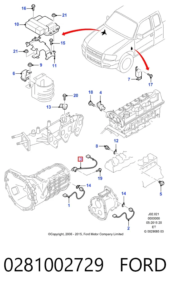 Датчик колінвала 0281002729 Ford