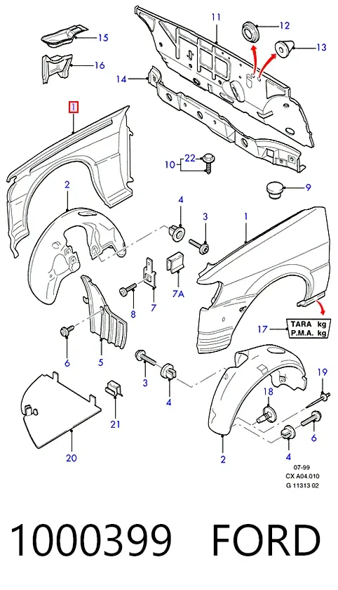 Крило переднє ліве 1000399 Ford