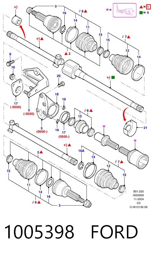 Ліва піввісь 1005398 Ford