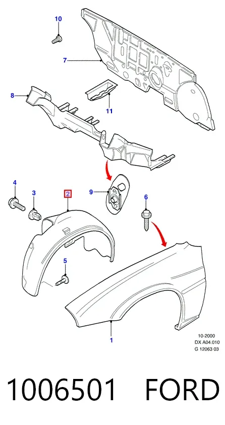 Підкрилок передній лівий Ford Fiesta Mk4