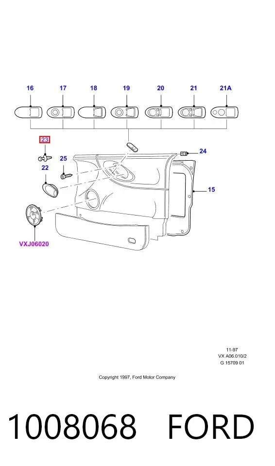 Пістон (кліп) кріплення обшивки дверей 1008068 Ford