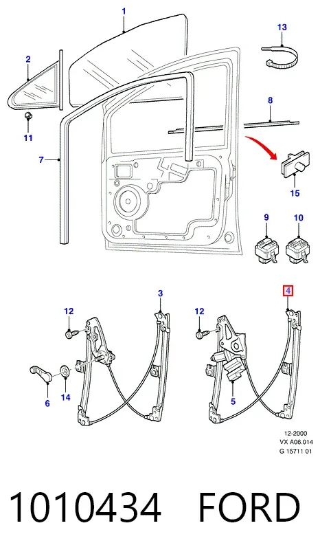 Механізм склопідіймача двері передньої, правої Ford Galaxy I VX