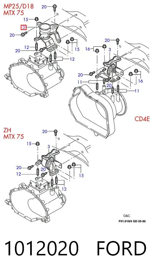 Подушка (опора) двигуна, ліва 1012020 Ford