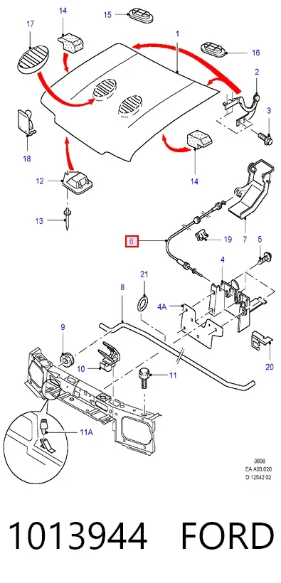 Трос капота Ford Escort V