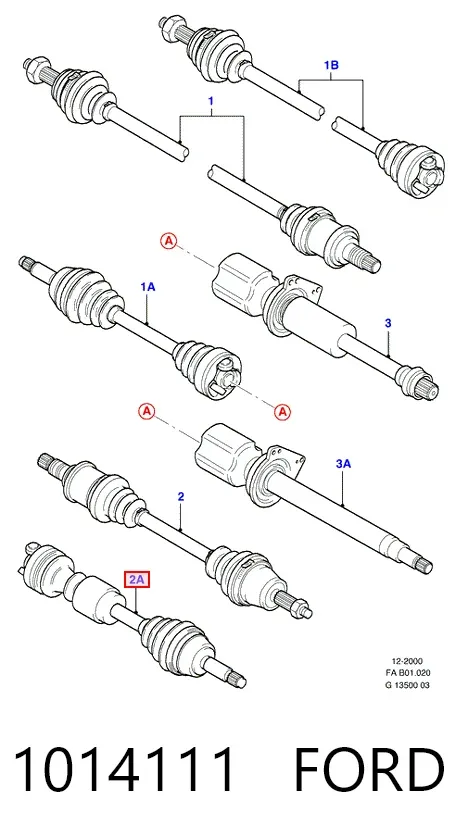 Ліва піввісь 1014111 Ford