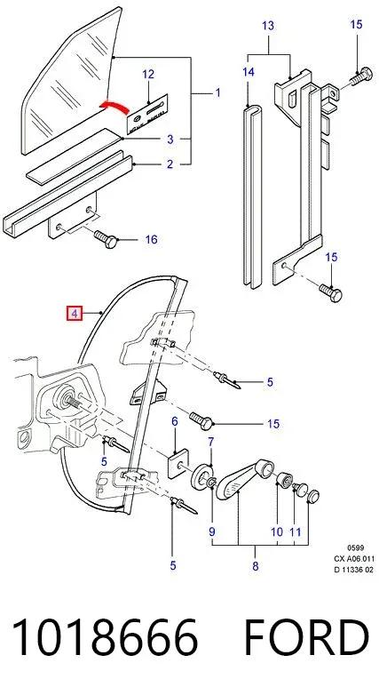 Склопідйомник передньої лівої двері 1018666 Ford