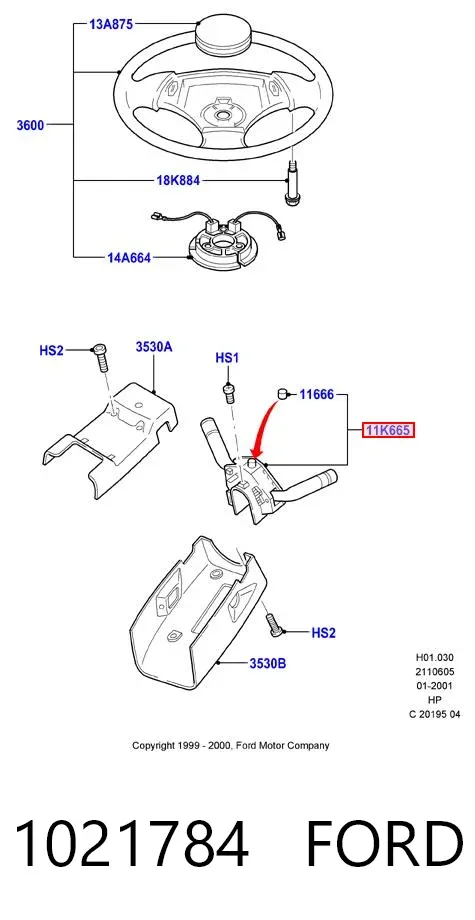 Перемикач підрульовий, лівий 1021784 Ford