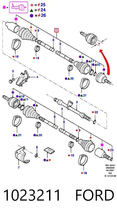 Піввісь права 1023211 Ford