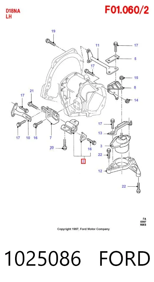 Подушка двигуна передня 1025086 Ford