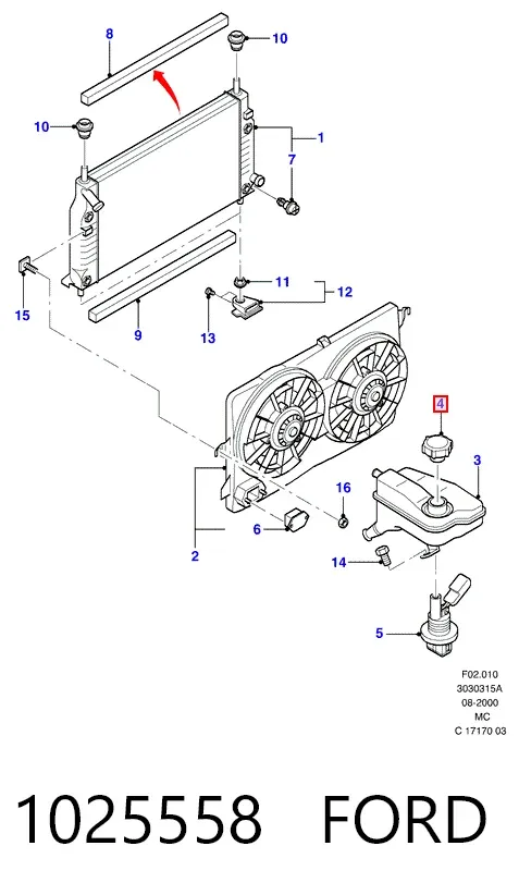 Кришка розширювального бачка 1025558 Ford