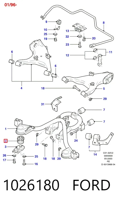 Сайлентблок задньої балки 1026180 Ford