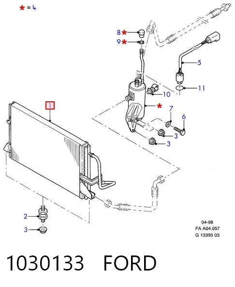 Радіатор кондиціонера 1030133 Ford