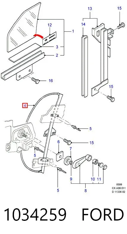 Склопідйомник передньої лівої двері 1034259 Ford