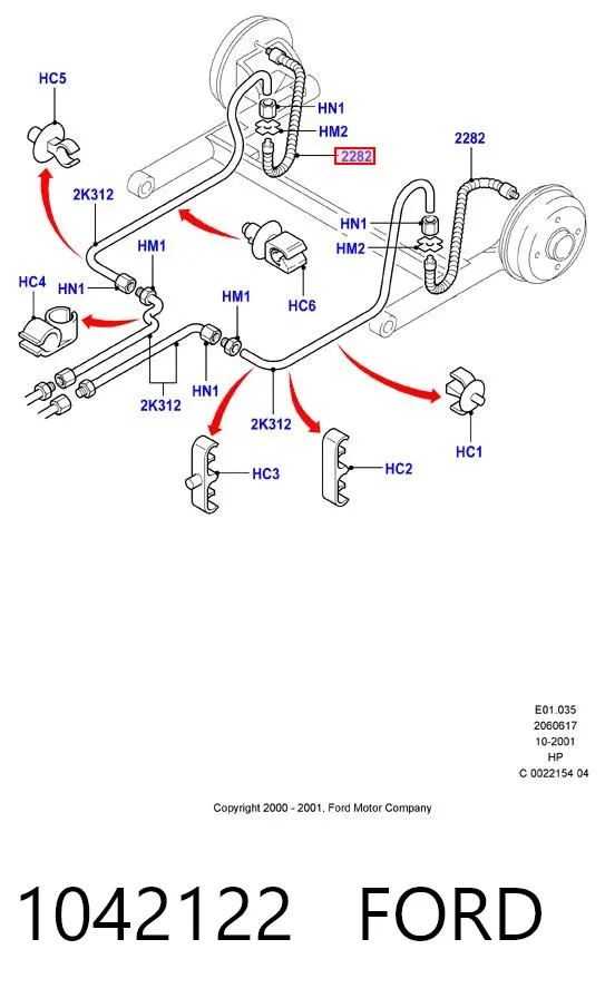 Шланг гальмівний задній 1042122 Ford