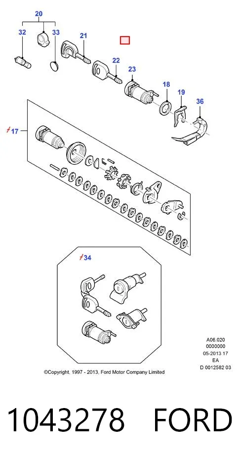 Замок дверки правої передньої 1043278 Ford
