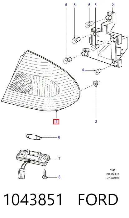 Задня права фара 1043851 Ford