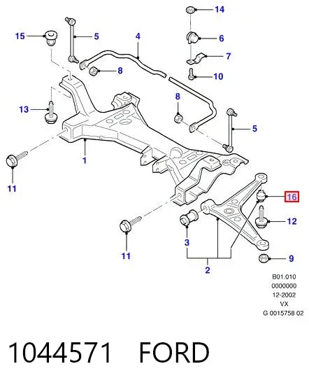 Сайлентблок переднього важеля 1044571 Ford