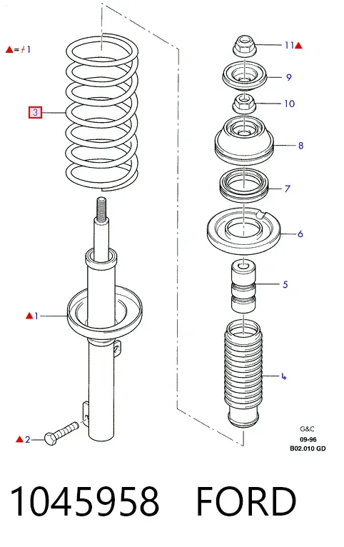 Пружина передня 1045958 Ford