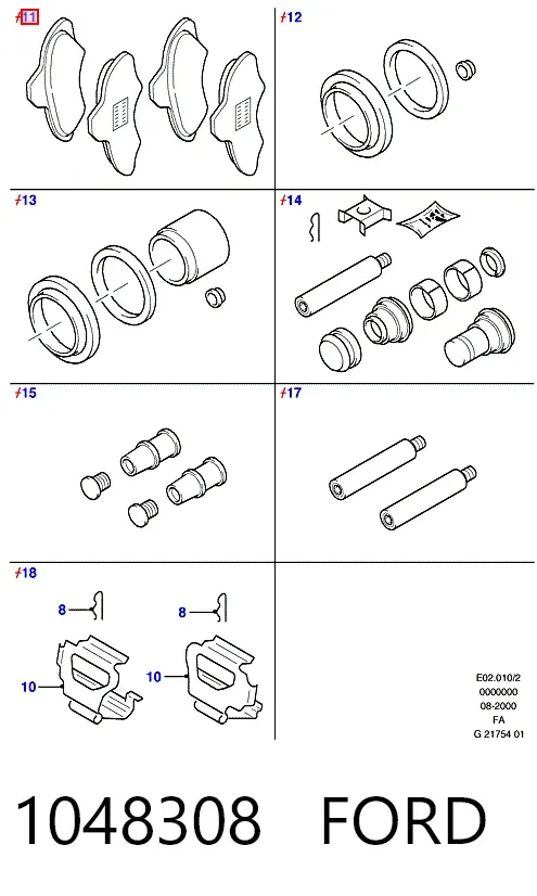 Передні тормозні колодки 1048308 Ford