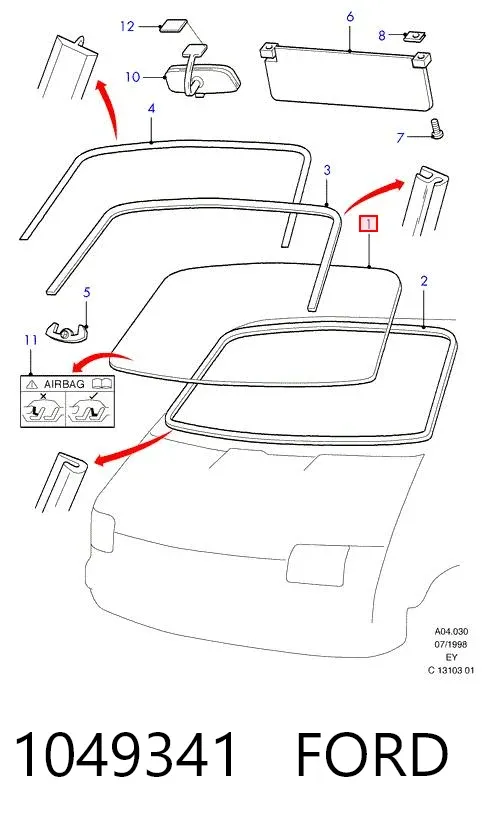 Лобове скло 1049341 Ford