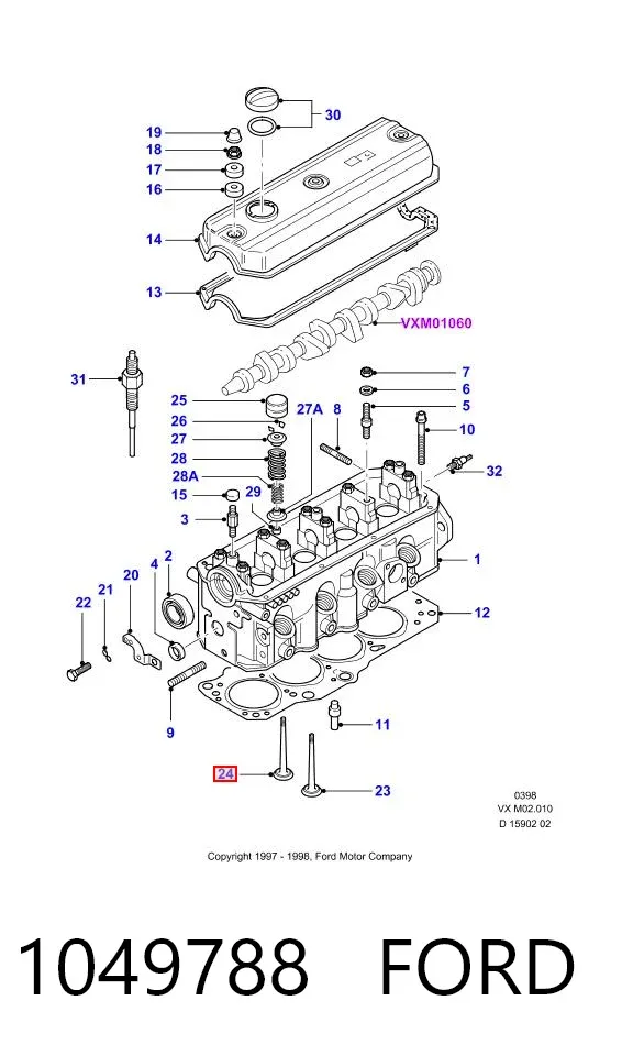 Клапан випускний 1049788 Ford