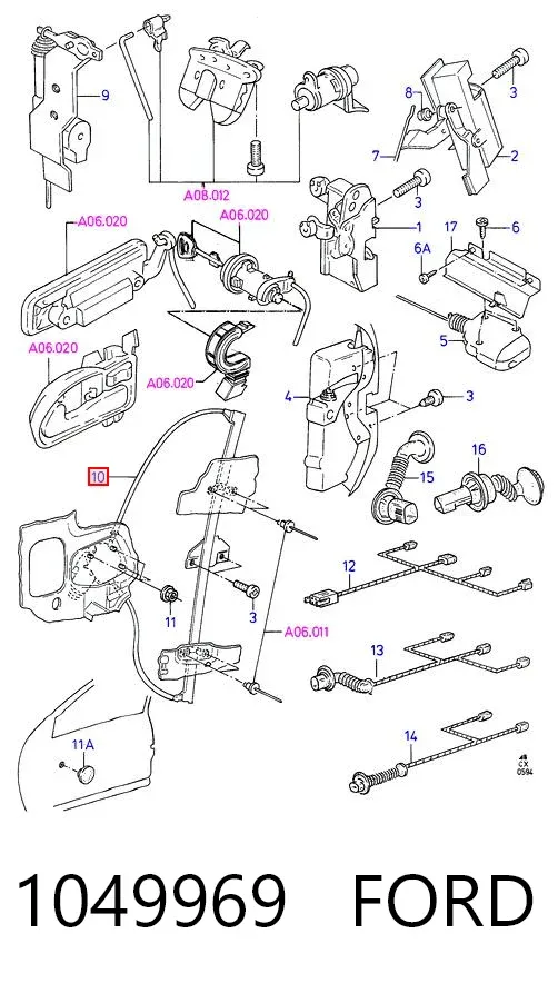 Склопідйомник передньої лівої двері 1049969 Ford