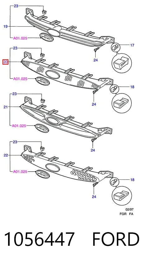 Решітка радіатора 1056447 Ford