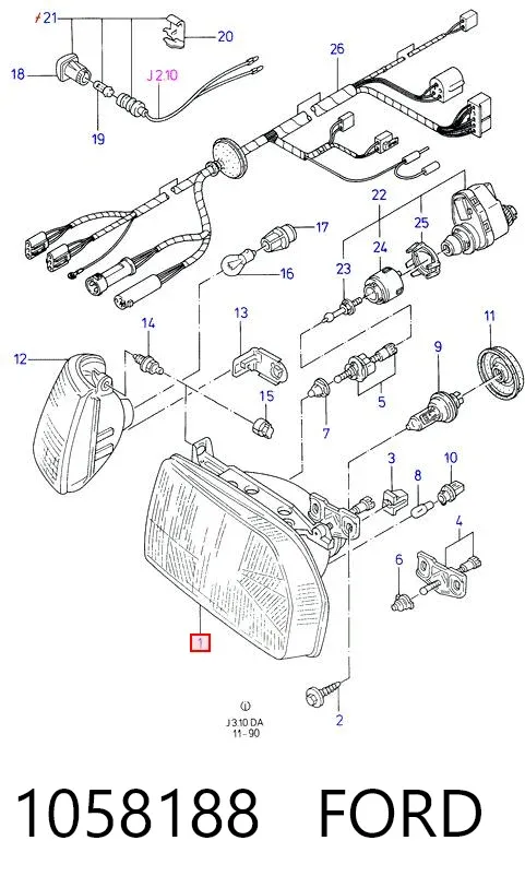 Фара права 1058188 Ford
