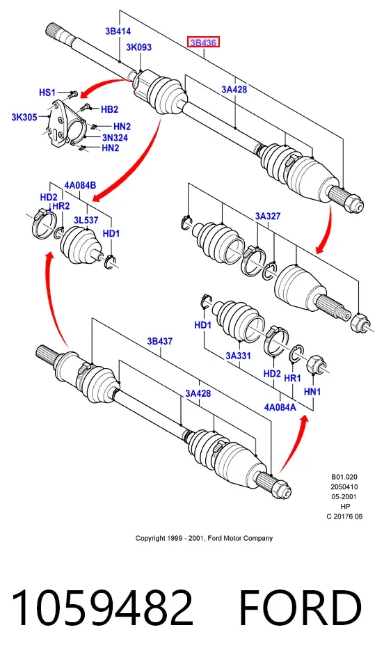 Піввісь права Ford Fiesta Mk4