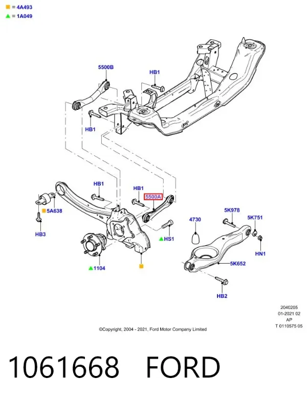Важіль задньої підвіски поперечний 1061668 Ford