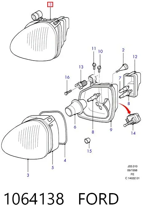 Фара ліва 1064138 Ford