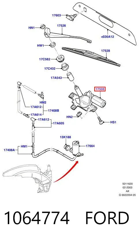 Моторчик заднього склоочисника 1064774 Ford