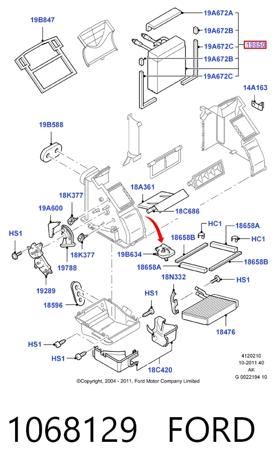 Випаровувач кондиціонера 1068129 Ford