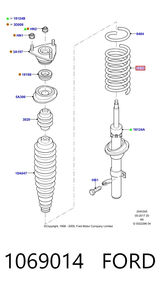 Пружина передня 1069014 Ford