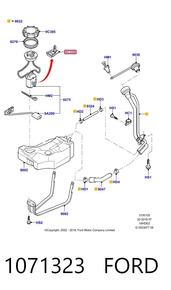 Фільтр-сітка бензонасосу 1071323 Ford