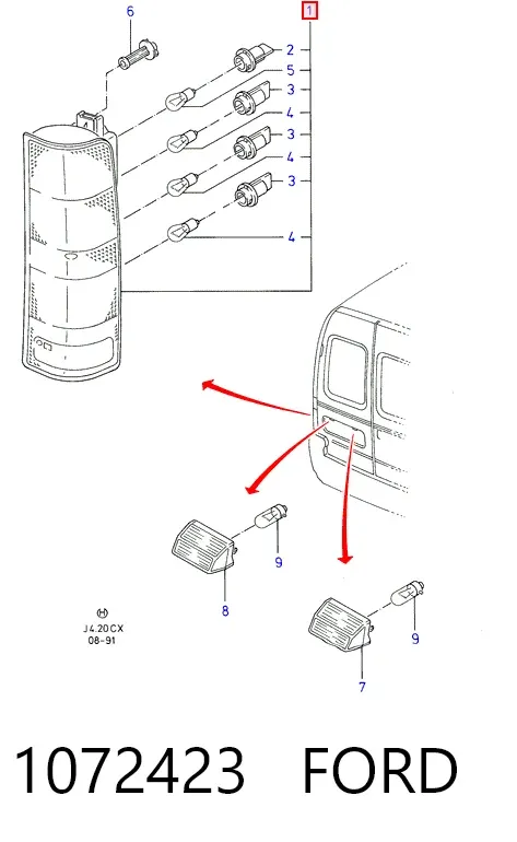 Задня права фара 1072423 Ford
