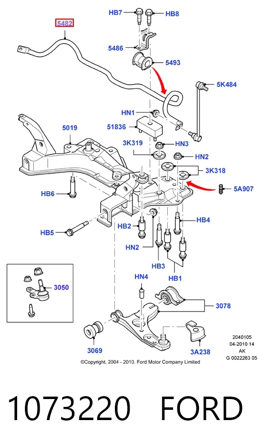 Передній стабілізатор Ford Focus I