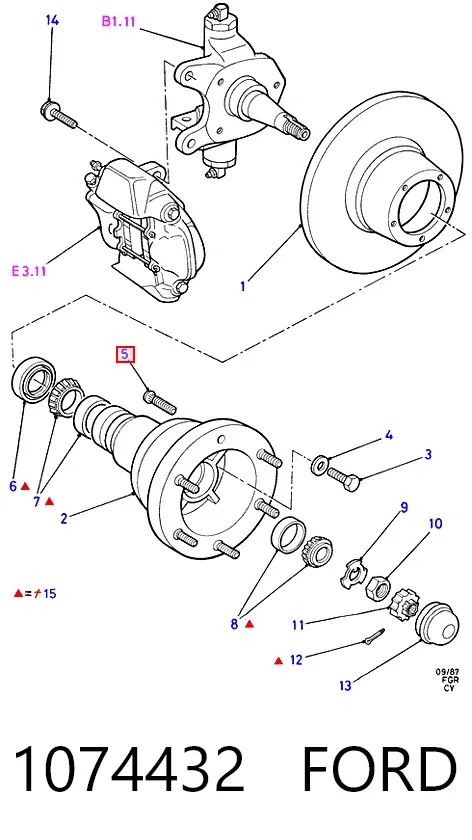 Шпилька колісна, передня 1074432 Ford