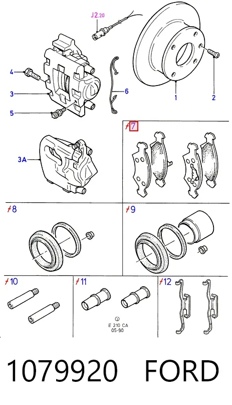 Передні тормозні колодки 1079920 Ford