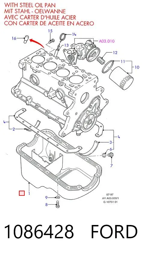 Піддон масляний картера двигуна 1086428 Ford