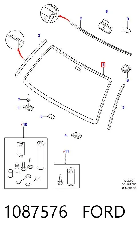 Лобове скло 1087576 Ford