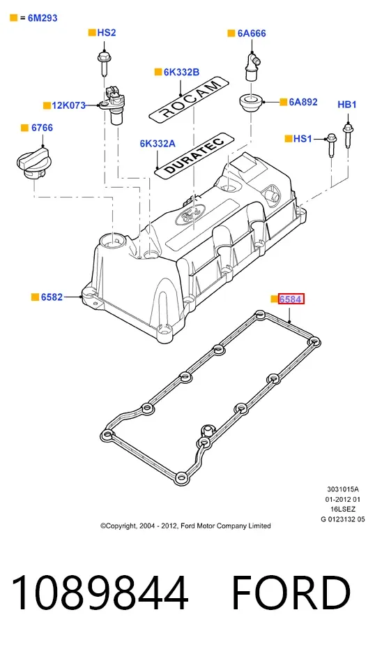 Прокладка клапанної кришки 1089844 Ford