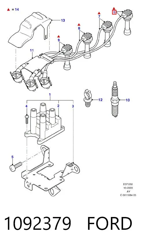 Високовольтні дроти 1092379 Ford