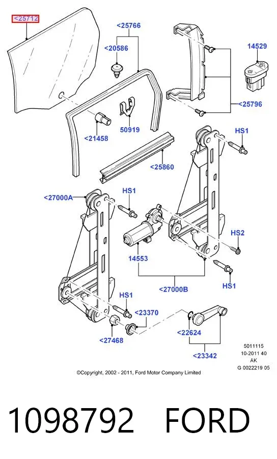 Скло задньої двері правої 1098792 Ford