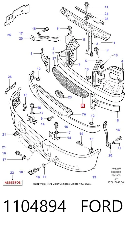 Решітка радіатора 1104894 Ford
