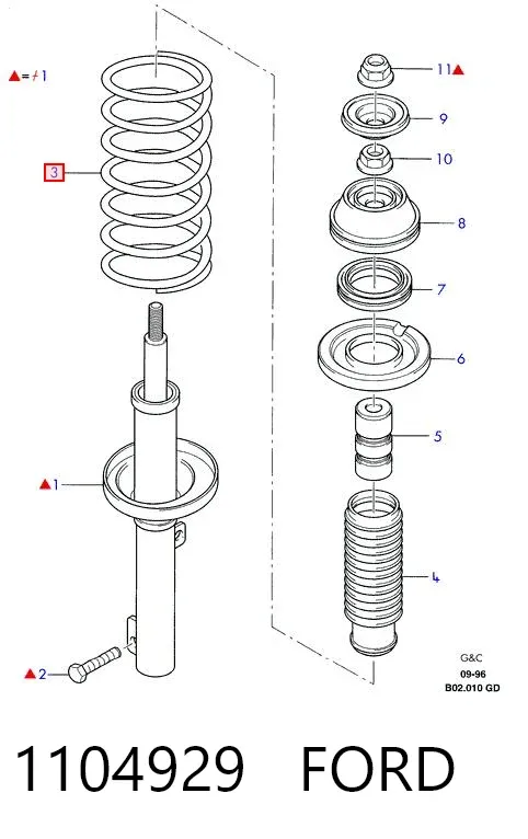 Пружина передня 1104929 Ford