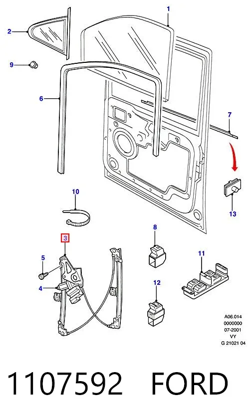 Склопідйомник передньої лівої двері 1107592 Ford